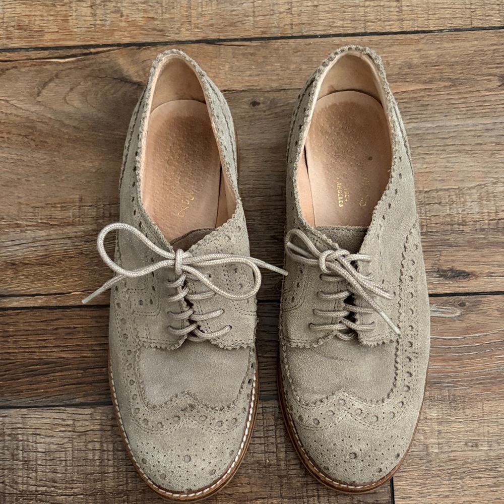 Saychelles Suede Oxford Brogue Shoes - Green